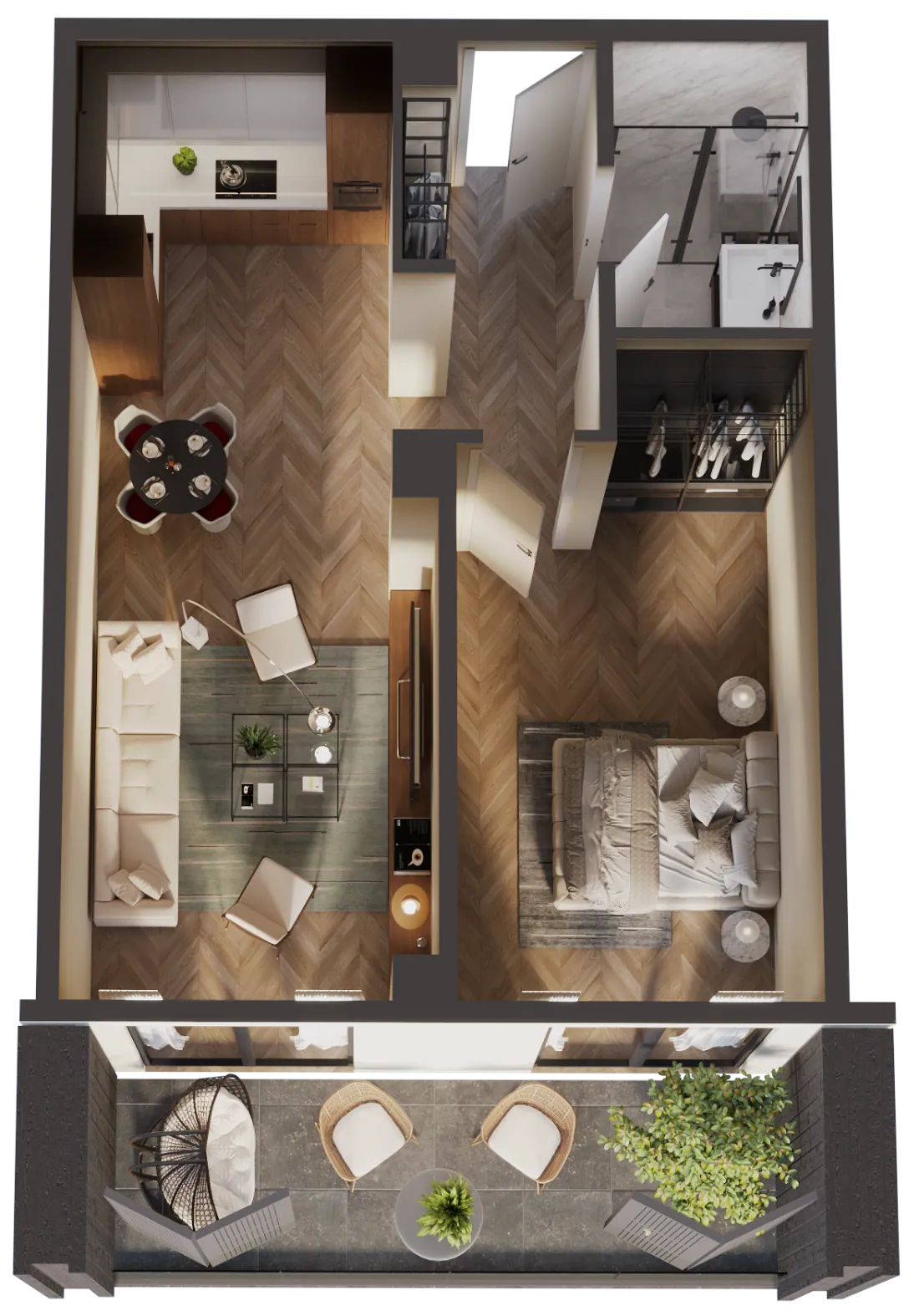 3D layout visualisation: Apartment C-102